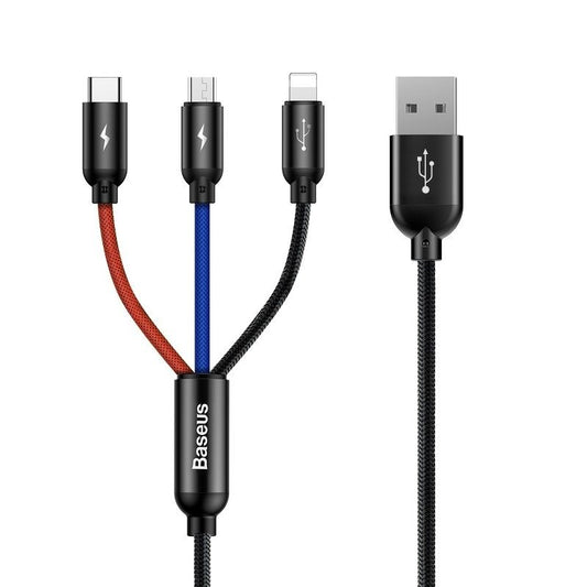 Baseus Rapid USB Cable 3in1 Type C / Lightning / Micro 3A 1,2M - Black_0