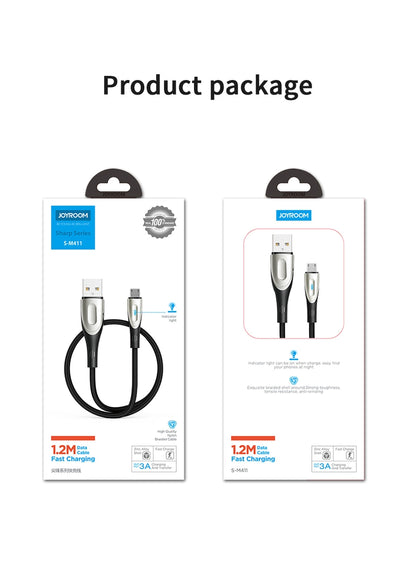 Joyroom Sharp Series S-M411 USB-A / micro USB 3A 2m Cable with Charging Indicator - Black_12