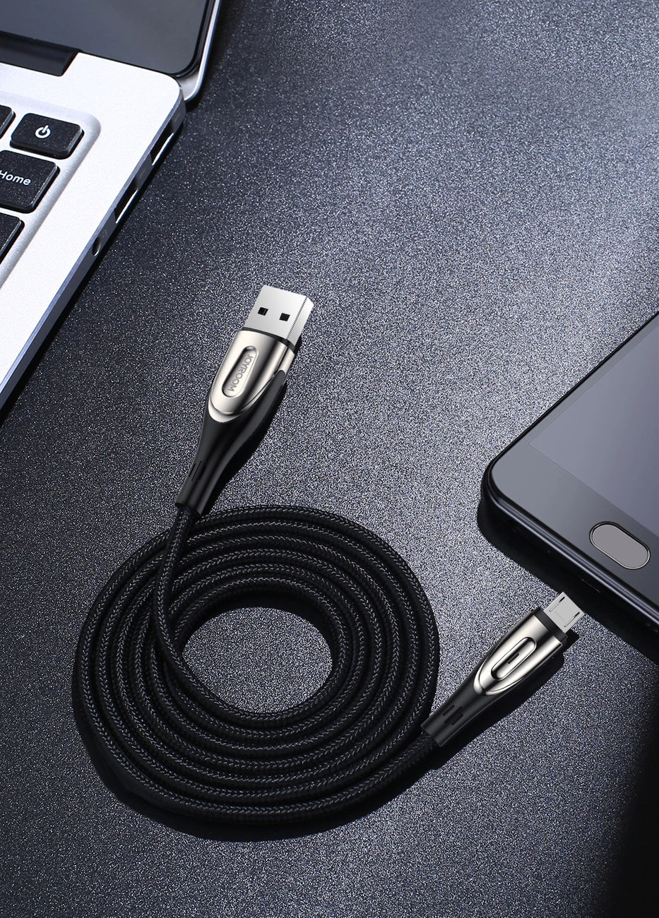 Joyroom Sharp Series S-M411 USB-A / micro USB 3A 2m Cable with Charging Indicator - Black_13