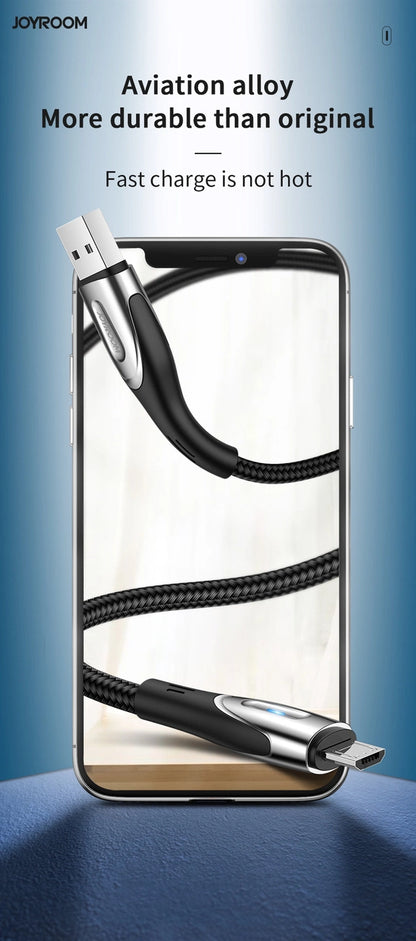 Joyroom Sharp Series S-M411 USB-A / micro USB 3A 2m Cable with Charging Indicator - Black_7