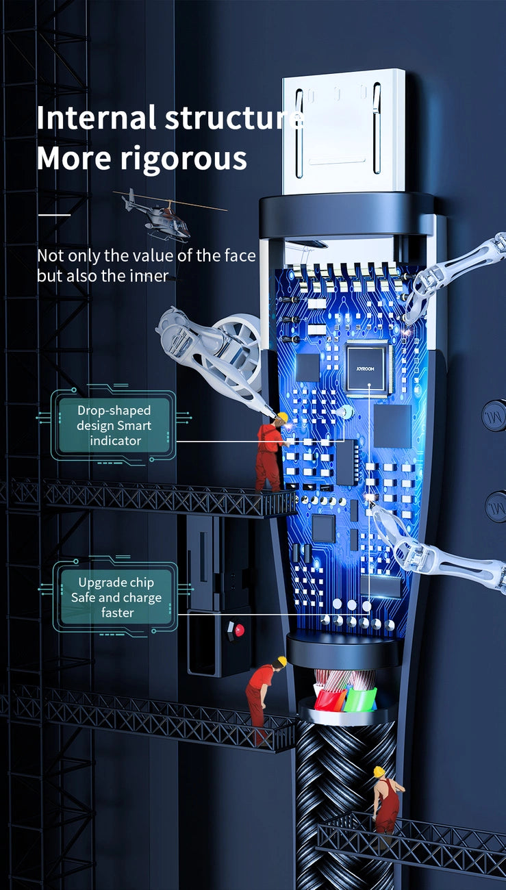 Joyroom Sharp Series S-M411 USB-A / micro USB 3A 2m Cable with Charging Indicator - Black_8