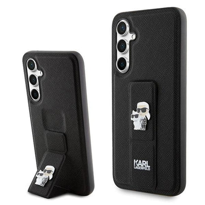 Karl Lagerfeld Gripstand Saffiano Karl&Choupette Pins case for Samsung Galaxy S23 FE - black_0