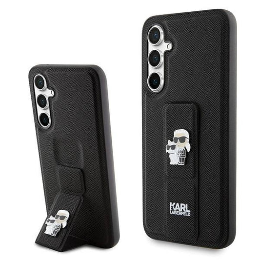 Karl Lagerfeld Gripstand Saffiano Karl&Choupette Pins case for Samsung Galaxy S23 FE - black_0