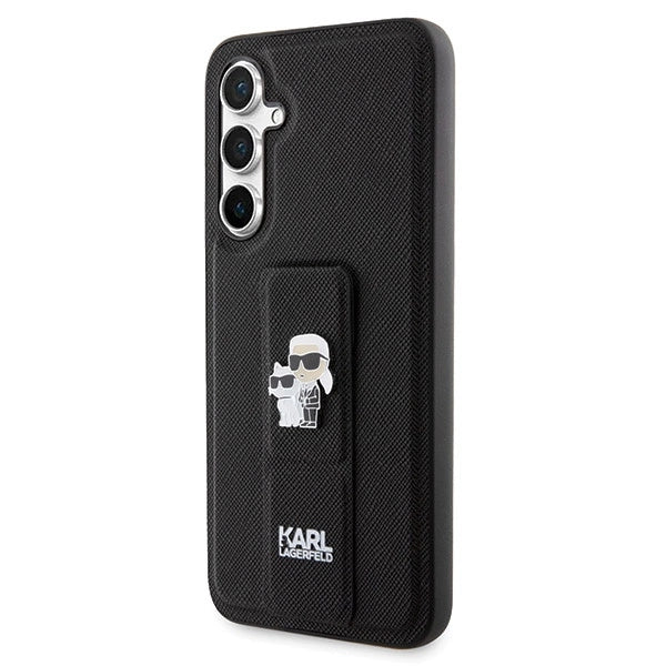Karl Lagerfeld Gripstand Saffiano Karl&Choupette Pins case for Samsung Galaxy S23 FE - black_1