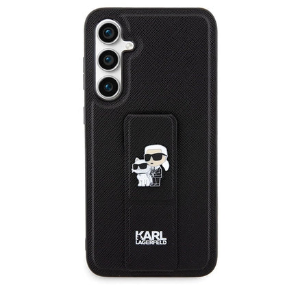 Karl Lagerfeld Gripstand Saffiano Karl&Choupette Pins case for Samsung Galaxy S23 FE - black_2