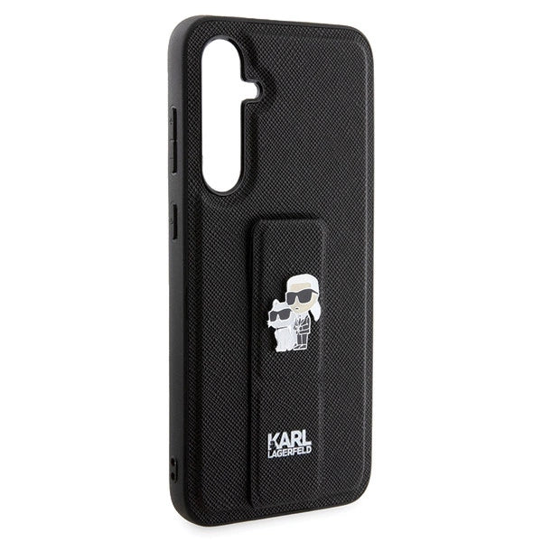Karl Lagerfeld Gripstand Saffiano Karl&Choupette Pins case for Samsung Galaxy S23 FE - black_3
