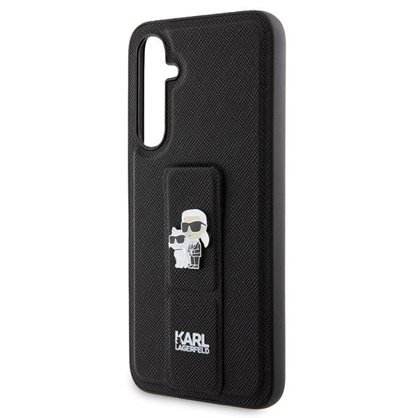 Karl Lagerfeld Gripstand Saffiano Karl&Choupette Pins case for Samsung Galaxy S23 FE - black_4