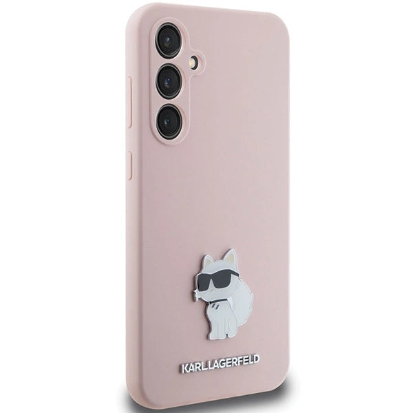 Karl Lagerfeld Silicone Choupette Metal Pin case for Samsung Galaxy S23 FE - pink_3
