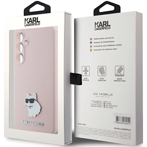 Karl Lagerfeld Silicone Choupette Metal Pin case for Samsung Galaxy S23 FE - pink_7