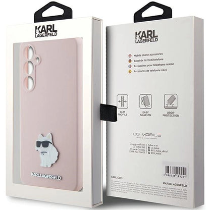 Karl Lagerfeld Silicone Choupette Metal Pin case for Samsung Galaxy S23 FE - pink_7