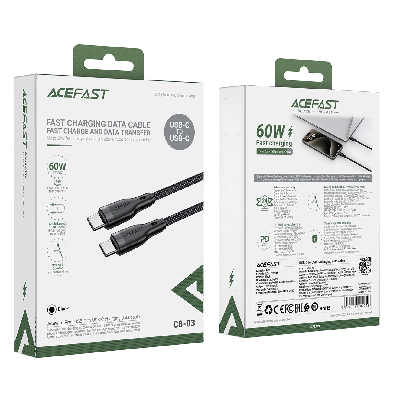 Acefast C8-03 USB-C / USB-C 60W 3A cable - black_4