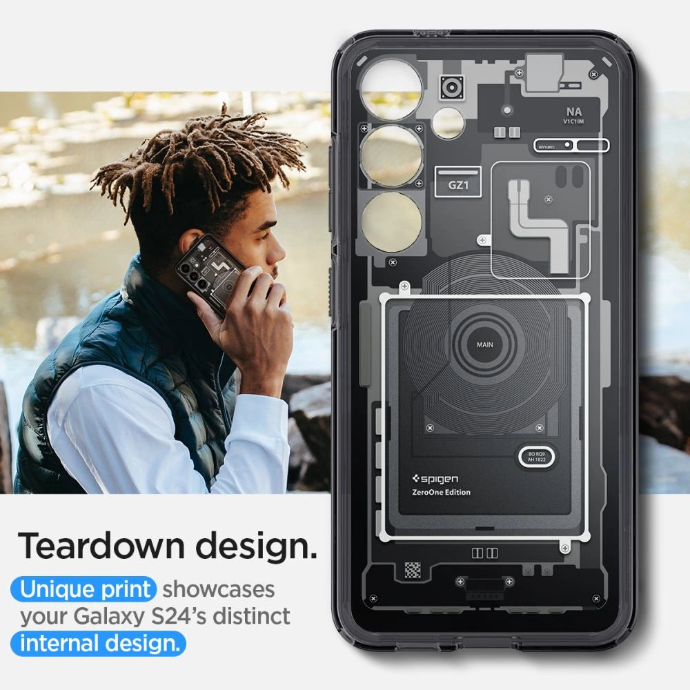 Spigen Ultra Hybrid Case for Samsung Galaxy S24 - Dark Gray (Zero One Pattern)_11
