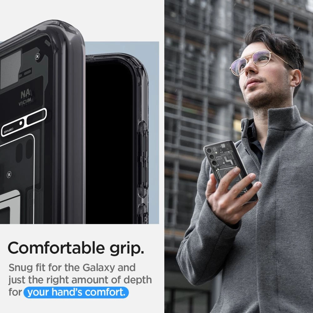 Spigen Ultra Hybrid Case for Samsung Galaxy S24 - Dark Gray (Zero One Pattern)_12