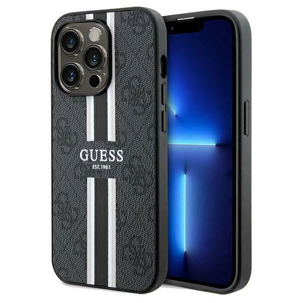 Guess 4G Printed Stripes MagSafe case for iPhone 15 Pro Max - black_0