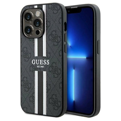 Guess 4G Printed Stripes MagSafe case for iPhone 15 Pro Max - black_0