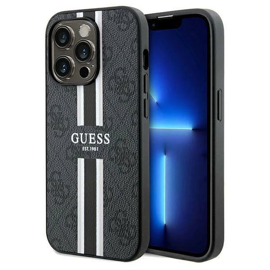 Guess 4G Printed Stripes MagSafe case for iPhone 15 Pro Max - black_0