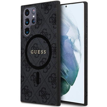 Guess 4G Collection Leather Metal Logo MagSafe Case for Samsung Galaxy S24 Ultra - Black_0