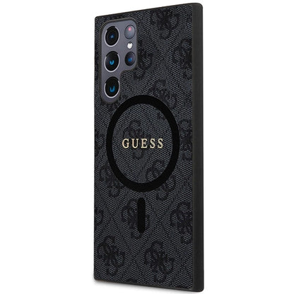 Guess 4G Collection Leather Metal Logo MagSafe Case for Samsung Galaxy S24 Ultra - Black_1