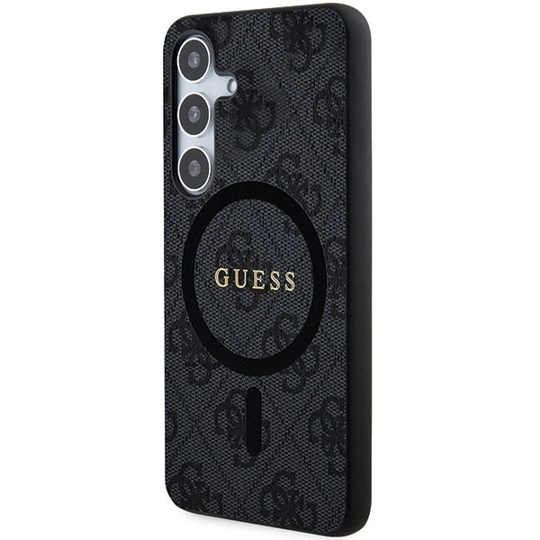 Guess 4G Collection Leather Metal Logo MagSafe Case for Samsung Galaxy S24+ - Black_0