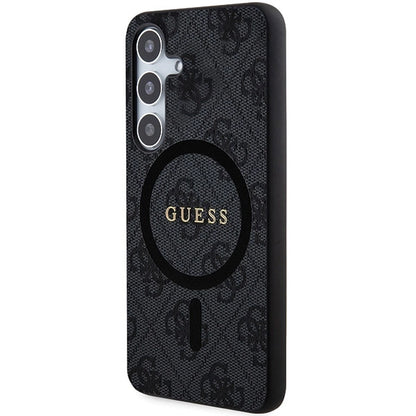 Guess 4G Collection Leather Metal Logo MagSafe Case for Samsung Galaxy S24+ - Black_0