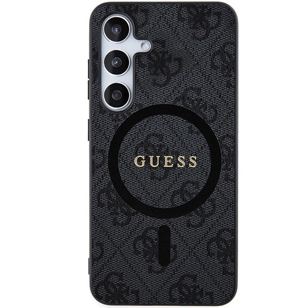 Guess 4G Collection Leather Metal Logo MagSafe Case for Samsung Galaxy S24+ - Black_1