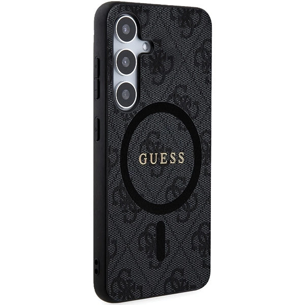 Guess 4G Collection Leather Metal Logo MagSafe Case for Samsung Galaxy S24+ - Black_2