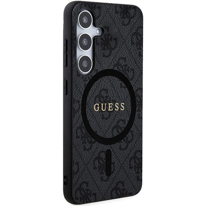 Guess 4G Collection Leather Metal Logo MagSafe Case for Samsung Galaxy S24+ - Black_2
