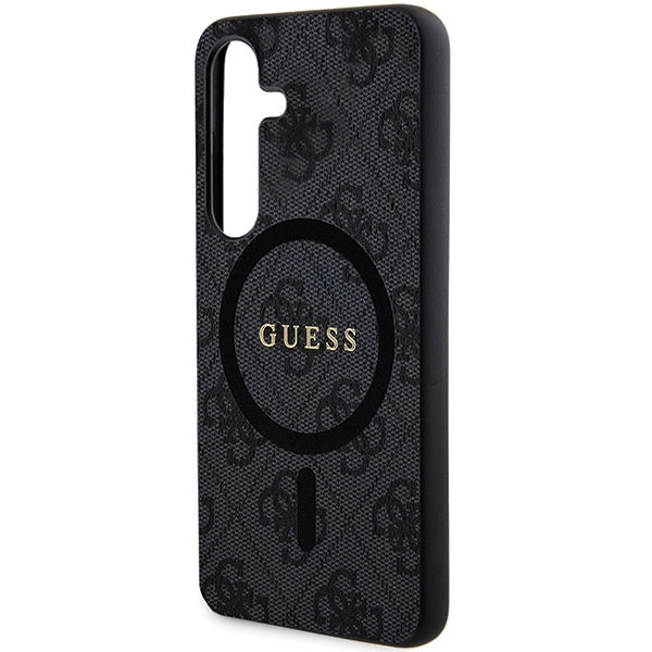 Guess 4G Collection Leather Metal Logo MagSafe Case for Samsung Galaxy S24+ - Black_4