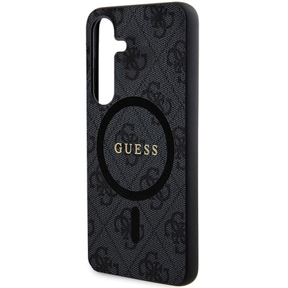 Guess 4G Collection Leather Metal Logo MagSafe Case for Samsung Galaxy S24+ - Black_4
