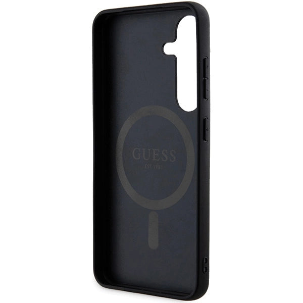 Guess 4G Collection Leather Metal Logo MagSafe Case for Samsung Galaxy S24+ - Black_5