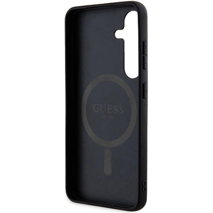 Guess 4G Collection Leather Metal Logo MagSafe Case for Samsung Galaxy S24+ - Black_5