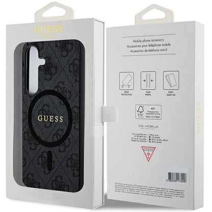 Guess 4G Collection Leather Metal Logo MagSafe Case for Samsung Galaxy S24+ - Black_6