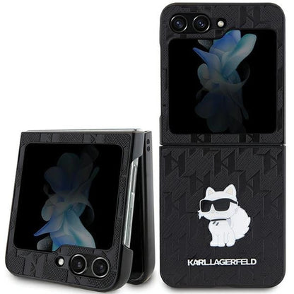 Karl Lagerfeld Saffiano Monogram Choupette Pin case for Samsung Galaxy Z Flip 5 - black_0