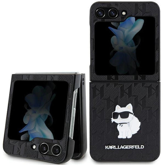 Karl Lagerfeld Saffiano Monogram Choupette Pin case for Samsung Galaxy Z Flip 5 - black_0