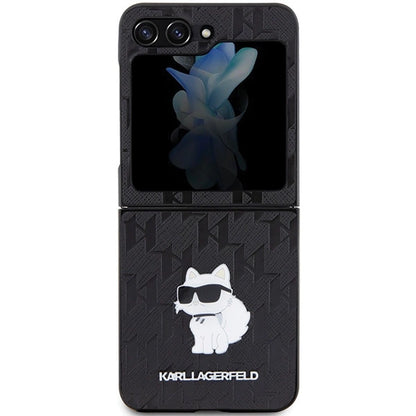 Karl Lagerfeld Saffiano Monogram Choupette Pin case for Samsung Galaxy Z Flip 5 - black_1