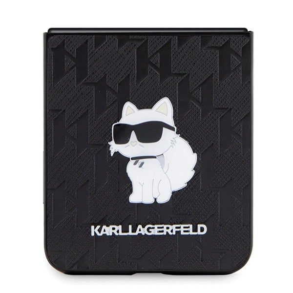 Karl Lagerfeld Saffiano Monogram Choupette Pin case for Samsung Galaxy Z Flip 5 - black_4