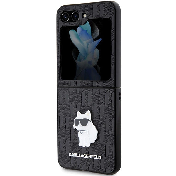 Karl Lagerfeld Saffiano Monogram Choupette Pin case for Samsung Galaxy Z Flip 5 - black_5