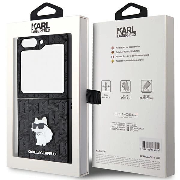 Karl Lagerfeld Saffiano Monogram Choupette Pin case for Samsung Galaxy Z Flip 5 - black_7