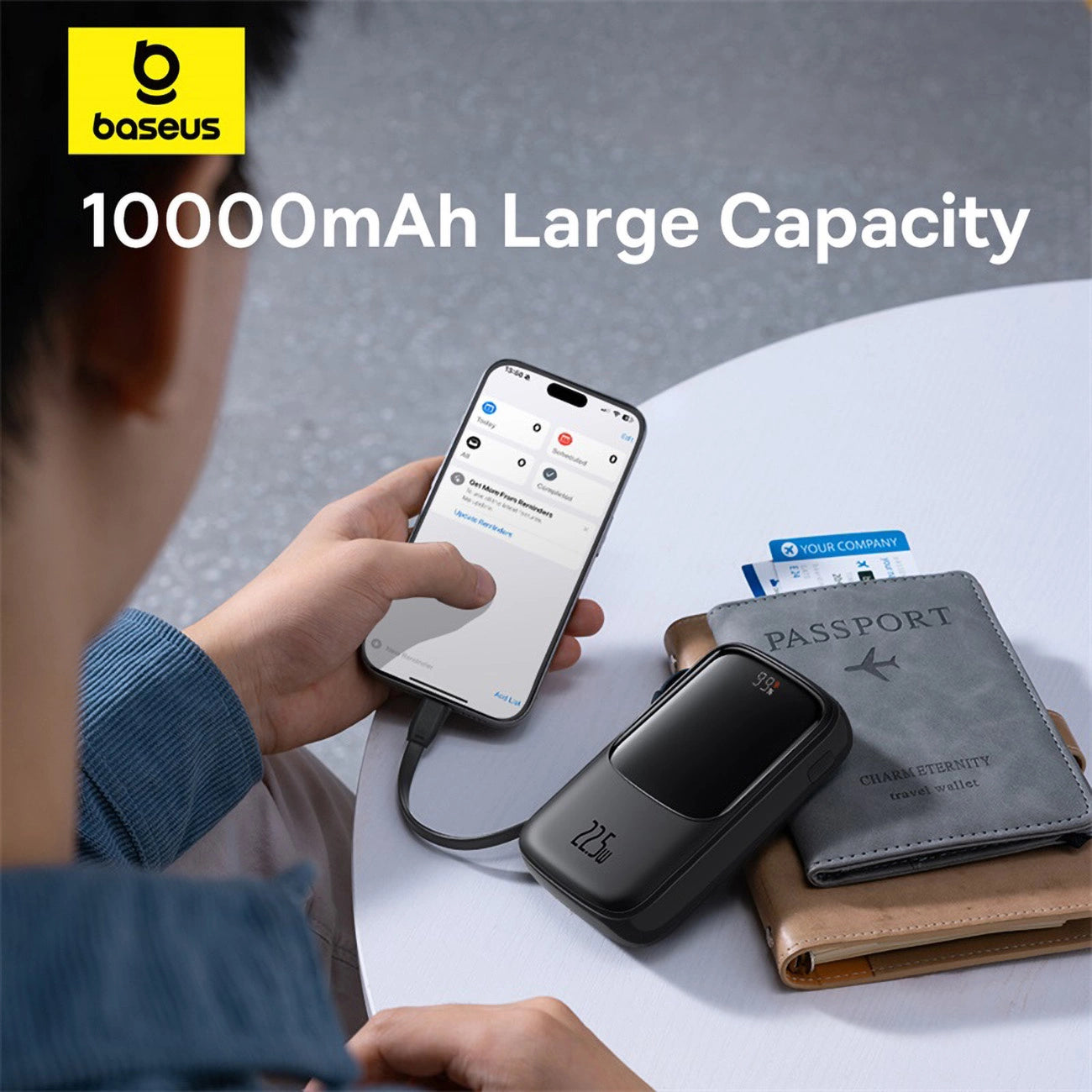 Baseus Qpow Pro+ 10000mAh 22.5W powerbank with built-in USB-C cable and display - black_10