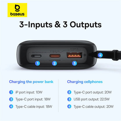 Baseus Qpow Pro+ 10000mAh 22.5W powerbank with built-in USB-C cable and display - black_13
