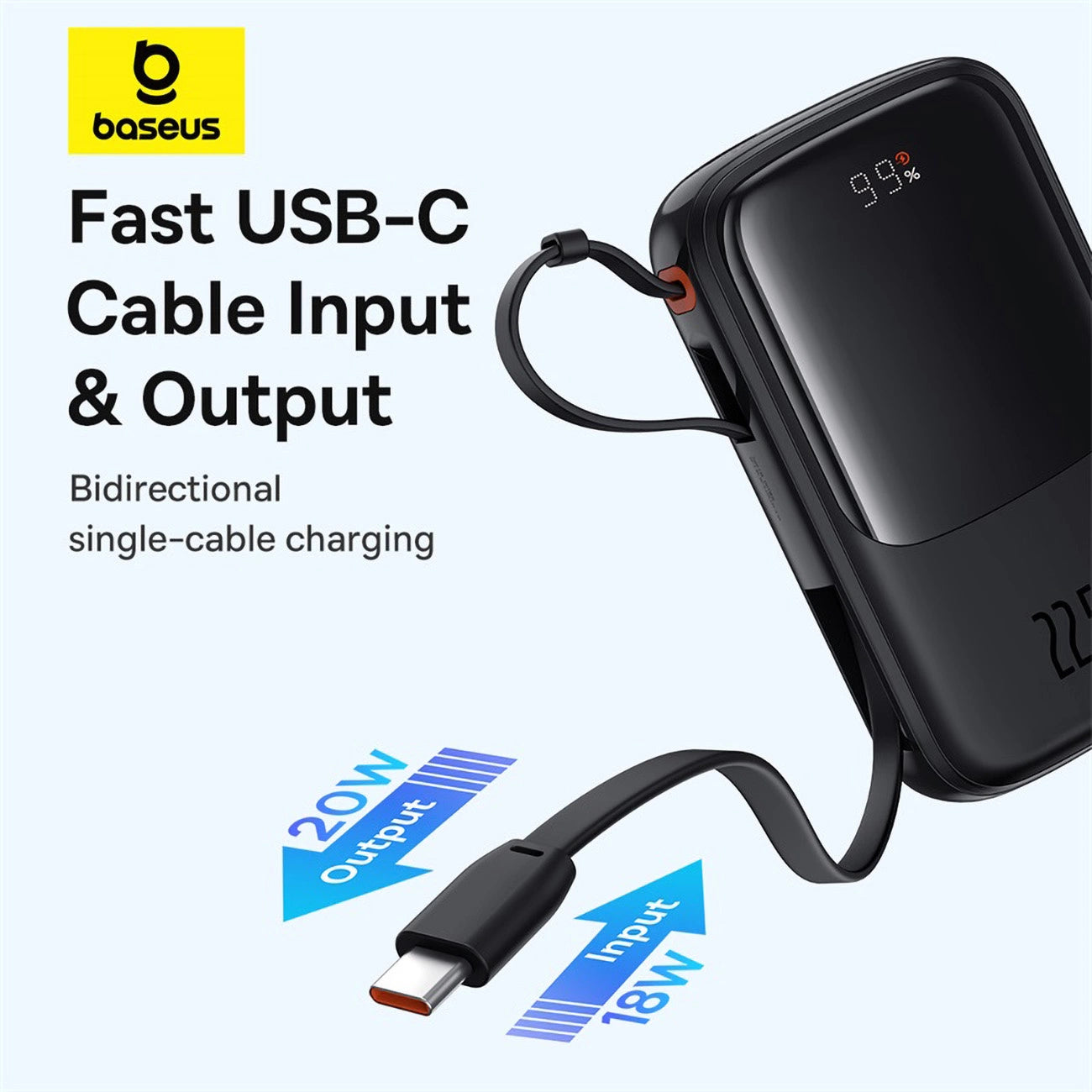 Baseus Qpow Pro+ 10000mAh 22.5W powerbank with built-in USB-C cable and display - black_14
