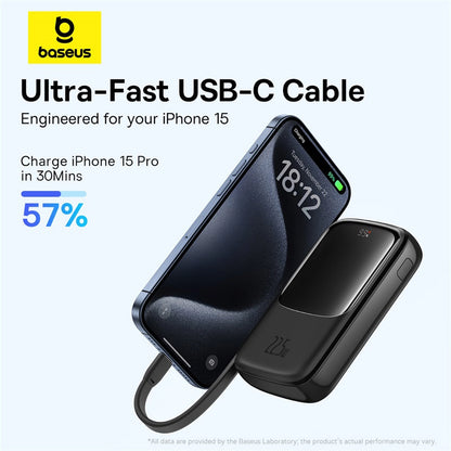 Baseus Qpow Pro+ 10000mAh 22.5W powerbank with built-in USB-C cable and display - black_16