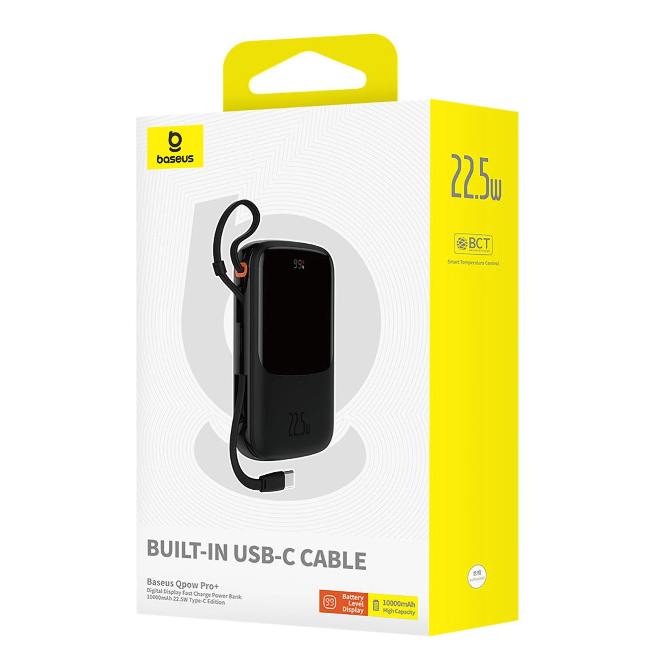 Baseus Qpow Pro+ 10000mAh 22.5W powerbank with built-in USB-C cable and display - black_5