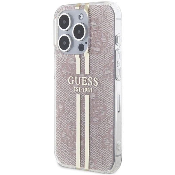 Guess IML 4G Gold Stripe case for iPhone 14 Pro Max - pink_1