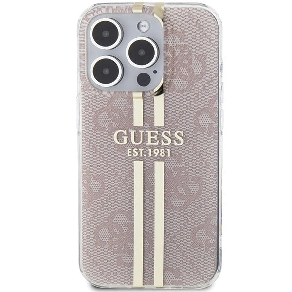 Guess IML 4G Gold Stripe case for iPhone 14 Pro Max - pink_2