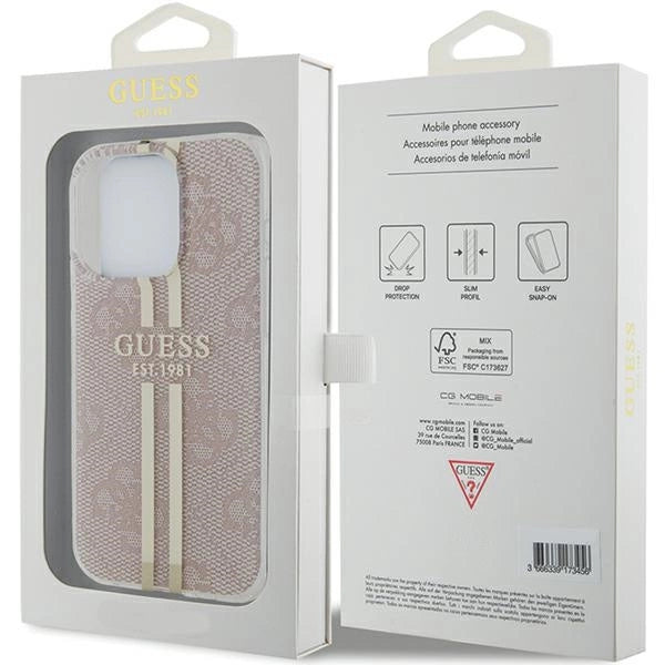 Guess IML 4G Gold Stripe case for iPhone 14 Pro Max - pink_7