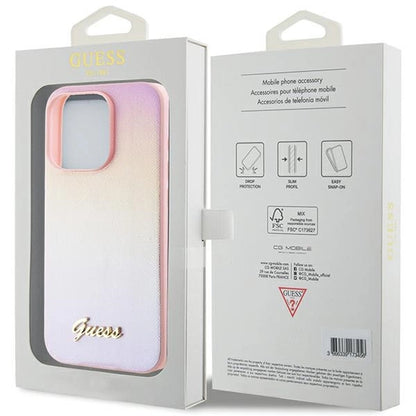 Guess Saffiano Iridescent Script case for iPhone 14 Pro Max - pink_7