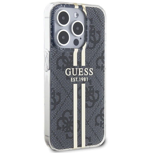 Guess IML 4G Gold Stripe case for iPhone 15 Pro - black_3