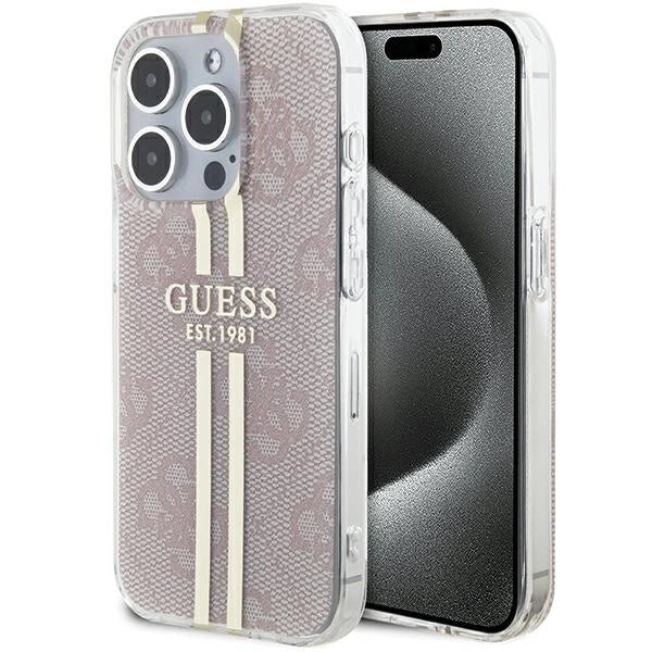 Guess IML 4G Gold Stripe case for iPhone 15 Pro - pink_0