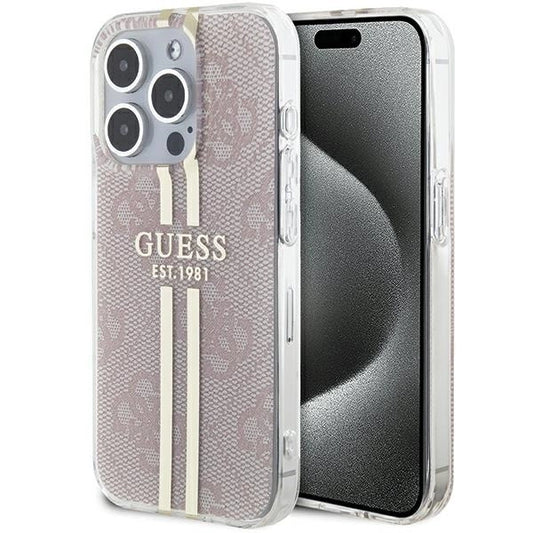 Guess IML 4G Gold Stripe case for iPhone 15 Pro - pink_0
